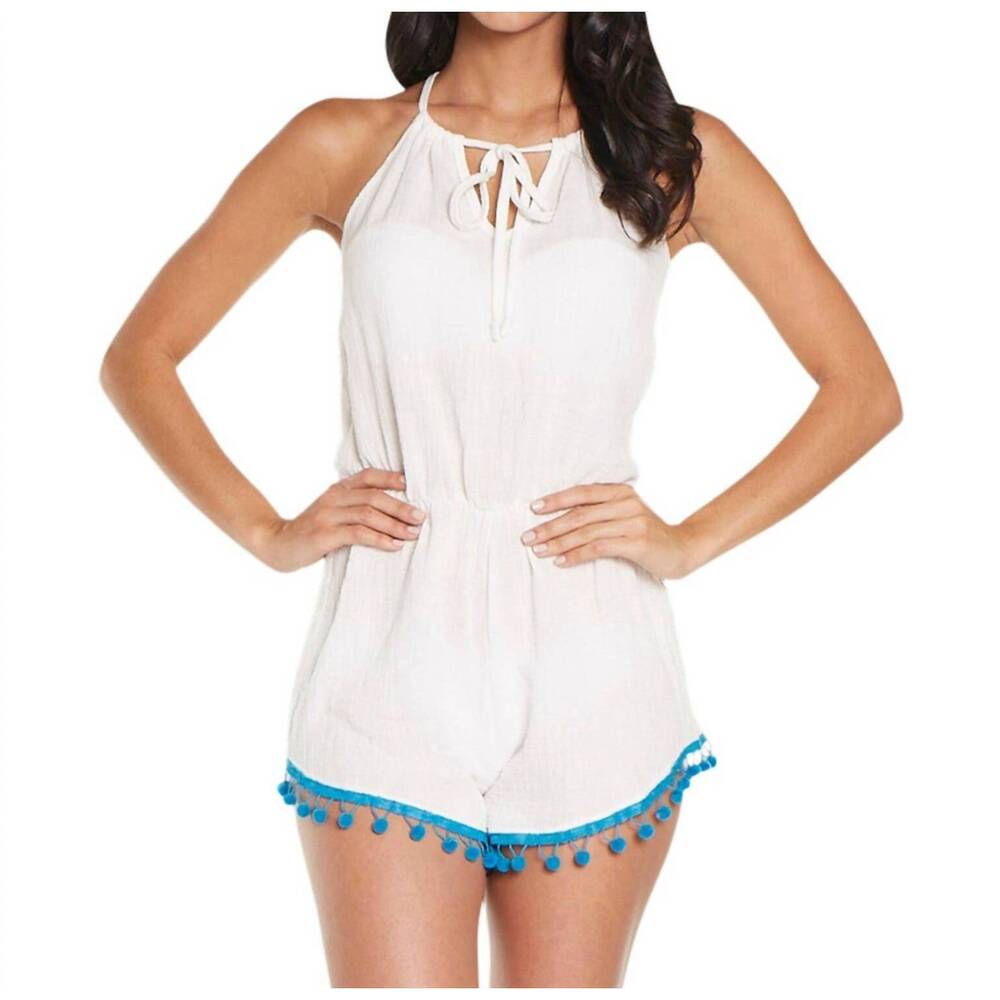 NEW BEACH HABITAT pom pom romper in white